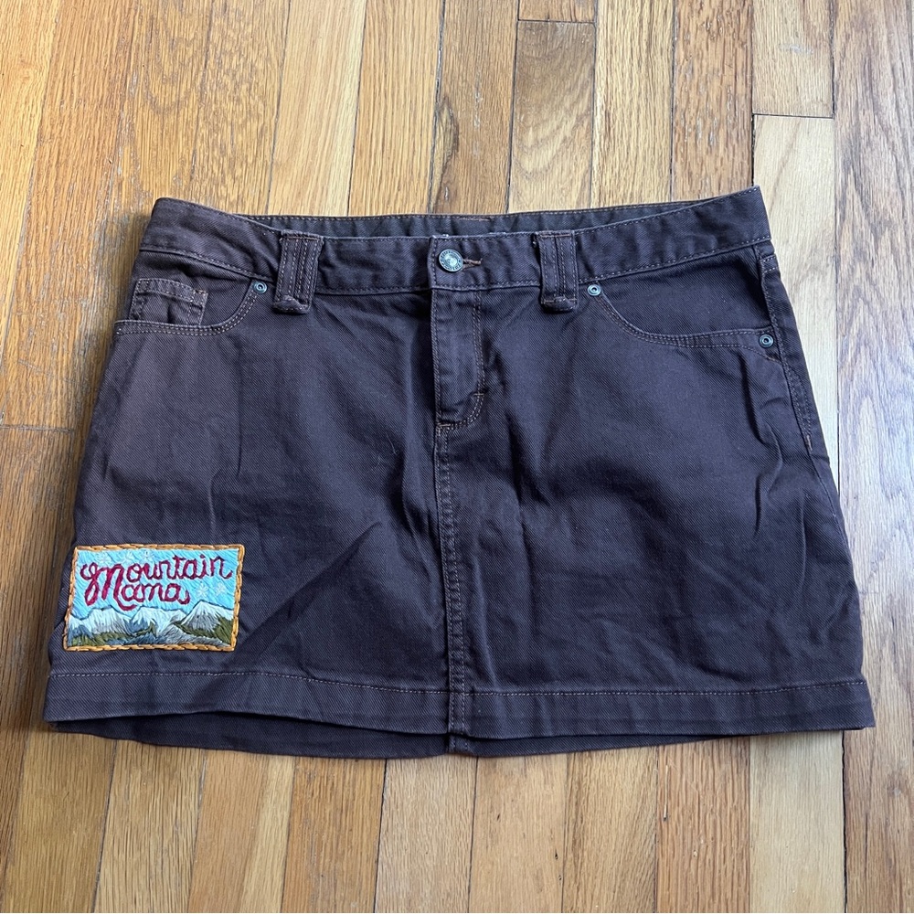 Brown Patagonia skirt mountain mama embroidery